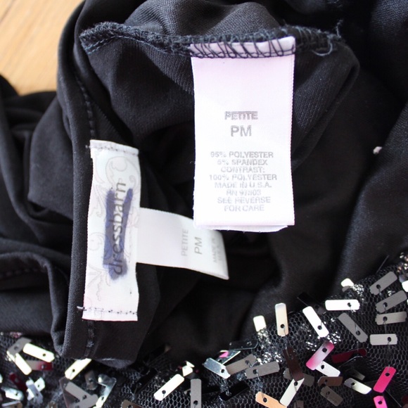 Dress barn Sequin Asymmetric Tulle Sleeve Top Petite Medium - Picture 6 of 6